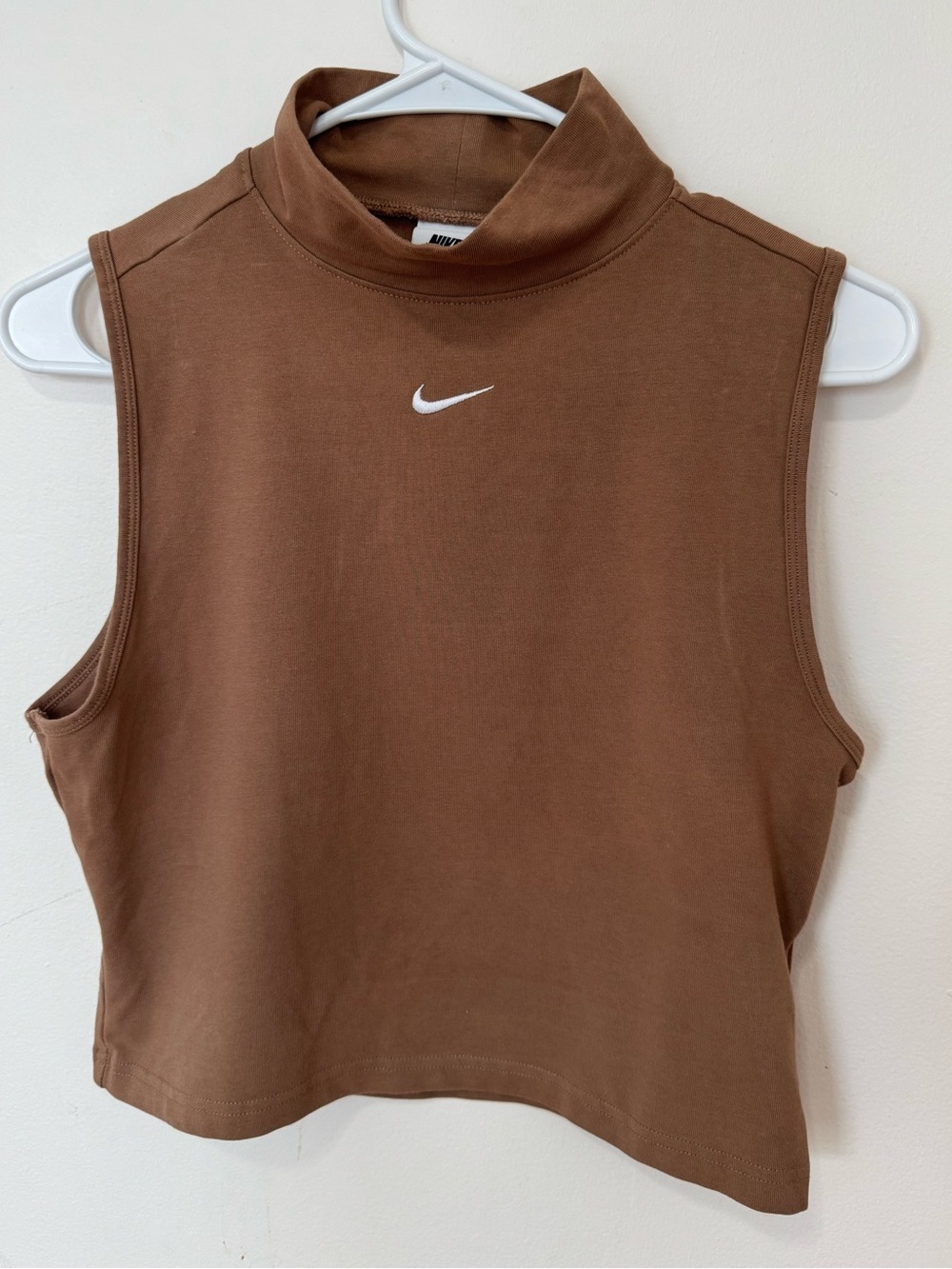Nike Brown Sleeveless Mock Neck Crop Tank